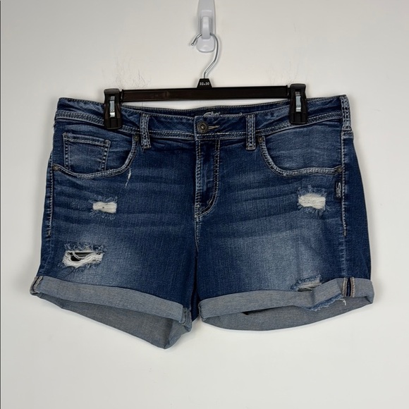 Silver Jean Shorts. The Sam Short. Plus Size 18. Distressed. High Rise. - Picture 1 of 12